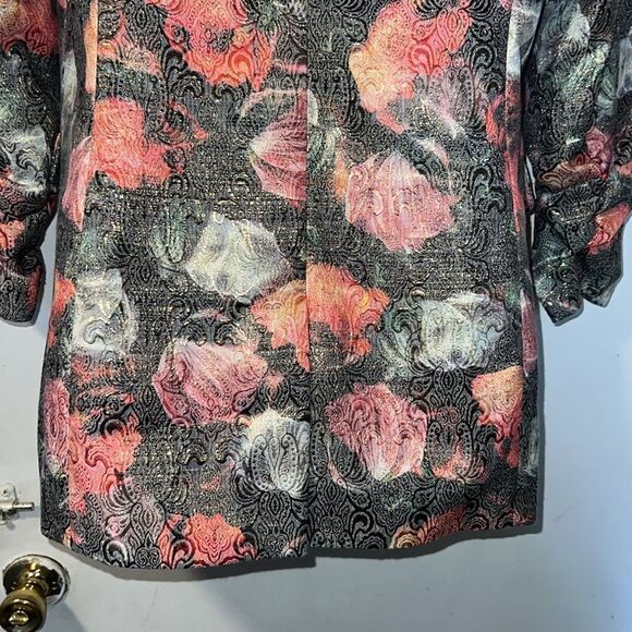 LOGO LAVISH By Lori Goldstein Woven Floral Metallic Jacquard Jacket-XS - Picture 7 of 10